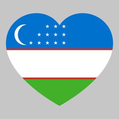 flag of Uzbekistan in form of heart symbol of love