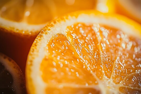 Freshly cut orange showing juicy texture and segments