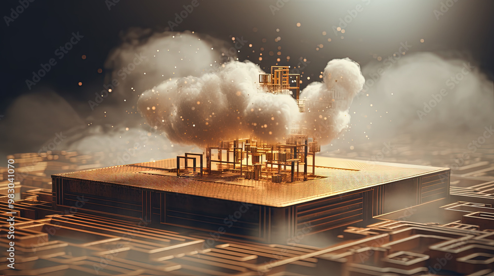 Aufkleber Data cloud structure concept with digital technology cloud sign for online backup and network compute power service.