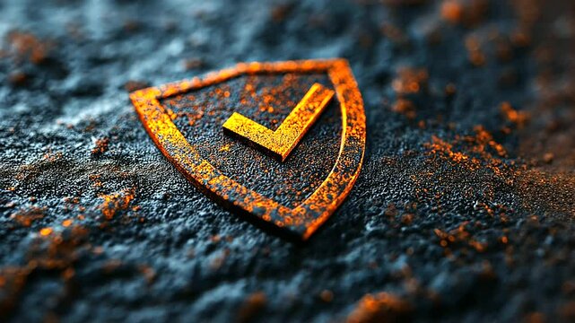 The Rust programming logo morphed into a rusty shield with a gleaming checkmark, symbolizing the language&rsquo;s focus on safety