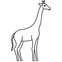 Minimalist Giraffe Outline with Extended Neck on White