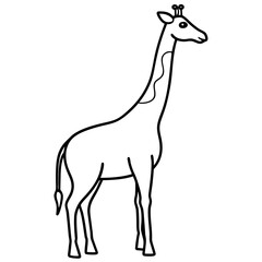 Obraz premium Minimalist Giraffe Outline with Extended Neck on White