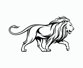 Obraz premium Wild majestic lion silhouette EPS vector file animal illustration template on a white background