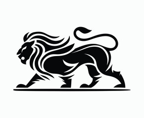 Wild majestic lion silhouette EPS vector file animal illustration template on a white background