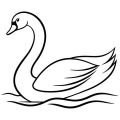 Graceful Swan Line Art on White Canvas