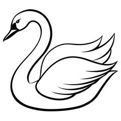 Graceful Swan Line Art on White Canvas