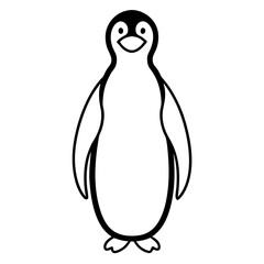 Minimalist Penguin Icon with Clean Lines on White vector