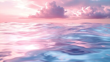Obraz premium Serene Ripples on Pastel Horizon: Tranquil Ocean Reflecting Pink and Blue Sky at Sunset