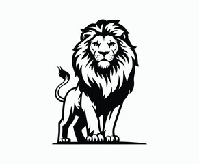 Obraz premium Wild majestic lion silhouette EPS vector file animal illustration template on a white background