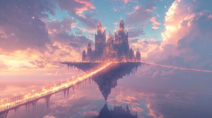 Fototapeta premium Floating Castle In Dreamlike Skies