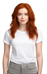 Fototapeta premium PNG Woman in white t-shirt portrait sleeve blouse.