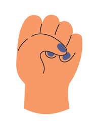 Fist hand gesture. Female hand illustration. Vector flat illustration
