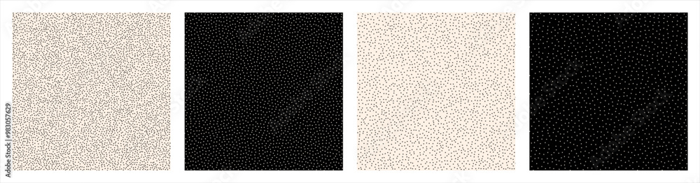 Poster dots, stipples seamless vector patterns set, dotwork backgrounds collection. stippled stippling grai