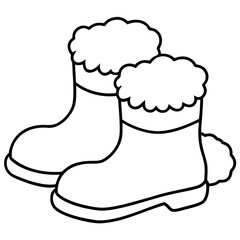 Santa's Fur-Trimmed Boots in Snow - Vector Art 1