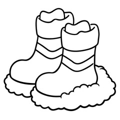 Santa's Fur-Trimmed Boots in Snow - Vector Art 1