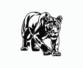 Fototapeta premium Wild majestic lion silhouette EPS vector file animal illustration template on a white background