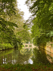Beautiful view of a bridge over a canal in the park