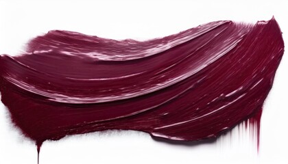 Isolated maroon oil paint brushstroke on a white background