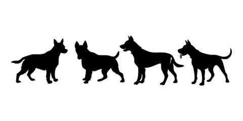 dog vector, silhouette dog, black dog, and dog house in different styles