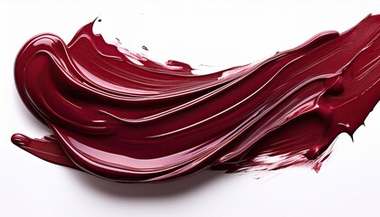 Isolated maroon oil paint brushstroke on a white background