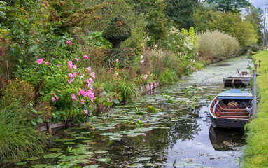 The floating gardens of Les Hortillonnages, Amiens, France, which consist of many small cultivated...