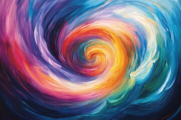 Abstract painting of swirling, vibrant colors flowing together, symbolizing harmony and balance within the mind