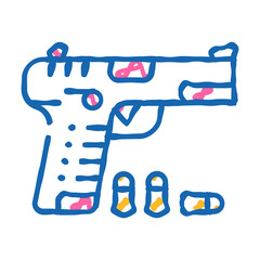 gun with cartridges doodle icon sketch vector. gun with cartridges sign. isolated symbol illustration