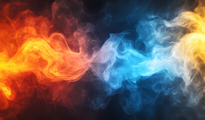 Fototapeta premium Abstract Smoke Art in Blue and Red - Dynamic Flow of Colors