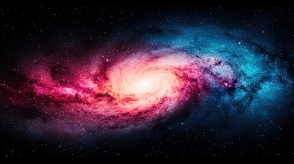 Obraz premium A stunning spiral galaxy with vibrant colors swirling against a deep space backdrop.