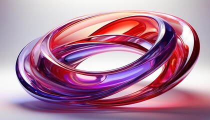 Anel de vidro roxo e vermelho com efeito translúcido