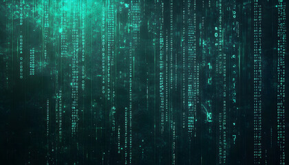Obraz premium Futuristic Digital Matrix - Abstract Green Binary Code Background