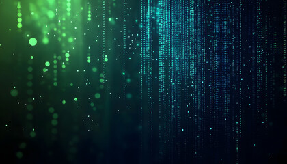 Futuristic Digital Matrix - Abstract Green Binary Code Background