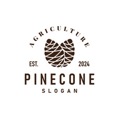 Pinecone Logo, Simple Minimalist Design Pine Tree Plant Template Vector Illustration