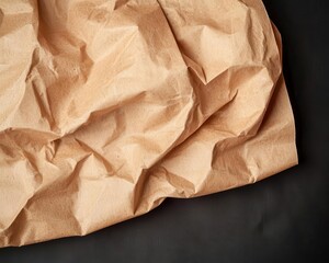 Wrinkled and folded paper bag with visible creases, natural color and distressed look, folded paper, vintage paper bag texture