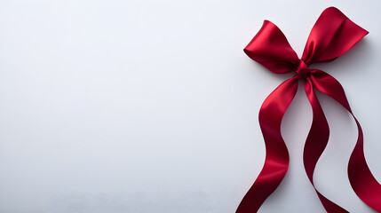 Minimalist Elegance: White Background with a Festive Red Ribbon
