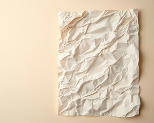 Obraz premium Crumpled paper with prominent folds and dark stains, rough texture and worn look, folded paper, distressed paper texture