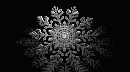 Illustration of snowflakes on a black background