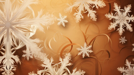Illustration of snowflakes on a brown background