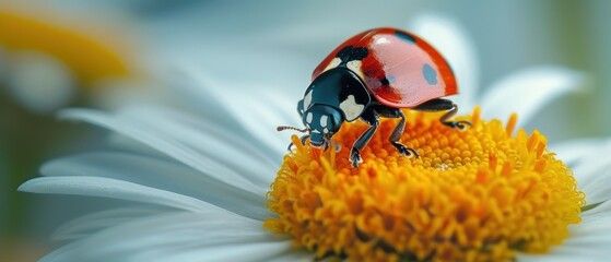Obraz premium Vibrant Ladybug on a Flower Petal Close-Up