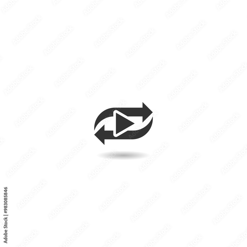 Poster repeat icon in simple design with shadow