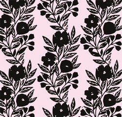 Flowers seamless pattern. vector illustration. Abstract flowers, floral vector with leaves