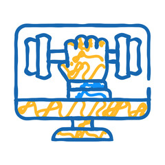 online physical education doodle icon sketch vector. online physical education sign. isolated symbol illustration