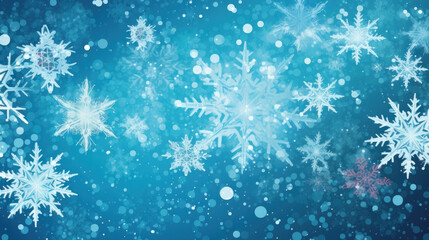 Illustration of snowflakes on a cyan background