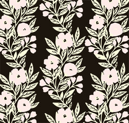 Fototapeta premium Flowers seamless pattern. vector illustration. Abstract flowers, floral vector with leaves