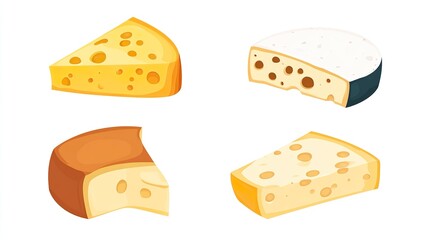 Four different types of cheese are shown in the image