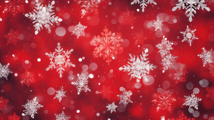 Illustration of snowflakes on a scarlet background