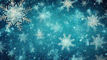 Illustration of snowflakes on a turquoise background