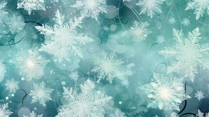 Illustration of snowflakes on a aqua background