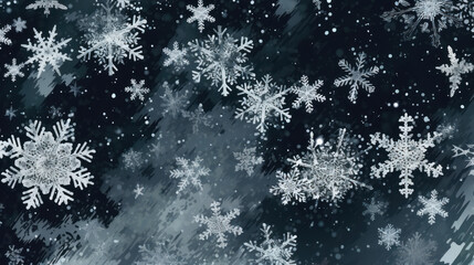 Illustration of snowflakes on a dark white background