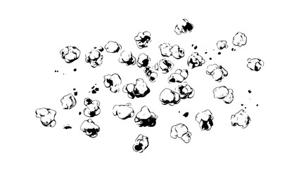 Kettle corn scattered on a flat surface, with popped kernels clearly visible, food illustration vector